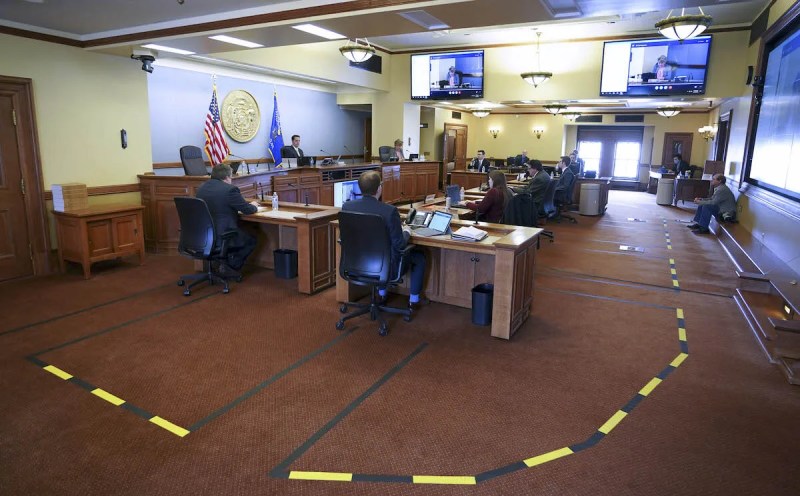 The Wisconsin State Senate held a virtual session on April 15, 2020, to take up legislation in response to the COVID-19 pandemic.