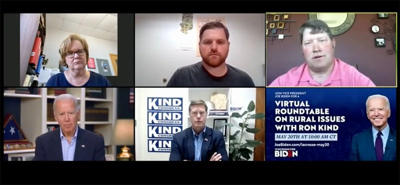 Former Vice President Joe Biden, the presumptive Democratic nominee, held a virtual roundtable with U.S. Rep. Ron Kind, D-LaCrosse, on May 20 that focused on rural issues.
