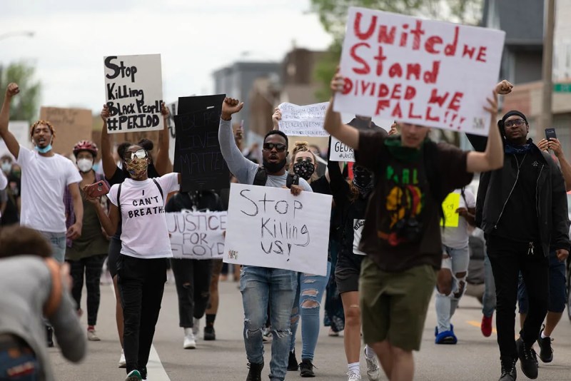 Demonstrators march through Milwaukee on May 29 to protest police brutality.