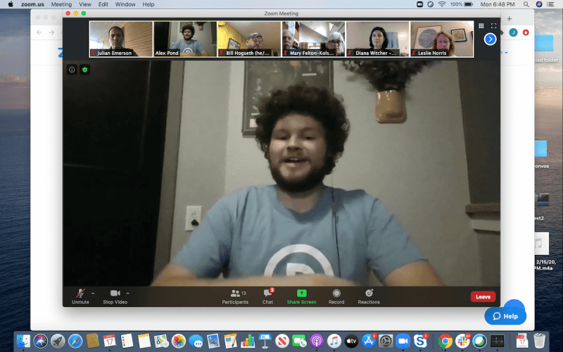 Seen in a screen image from an online watch party, members of the Dunn County Democratic Party discuss the upcoming presidential election Monday night prior to the opening of the virtual Democratic National Convention in Milwaukee.