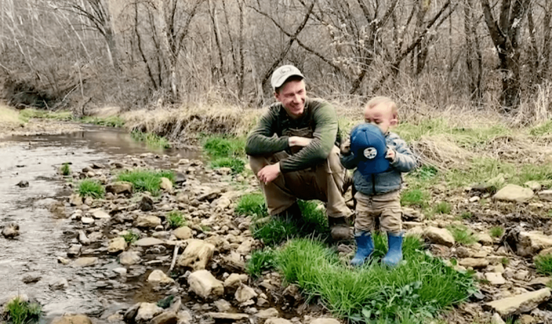 Joel Charles and his son