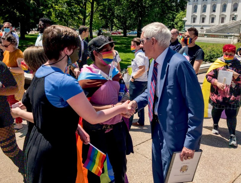 Tony Evers meeting with LGBTQ youth