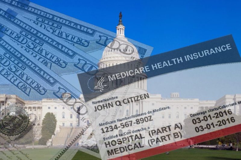 Medicare card, capitol, money