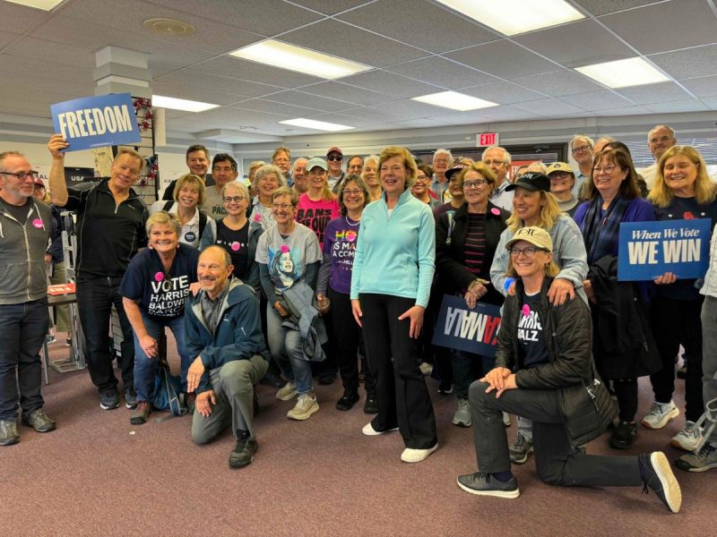 Senator Tammy Baldwin stopped by a Milwaukee field office on Election Day to thank volunteers.