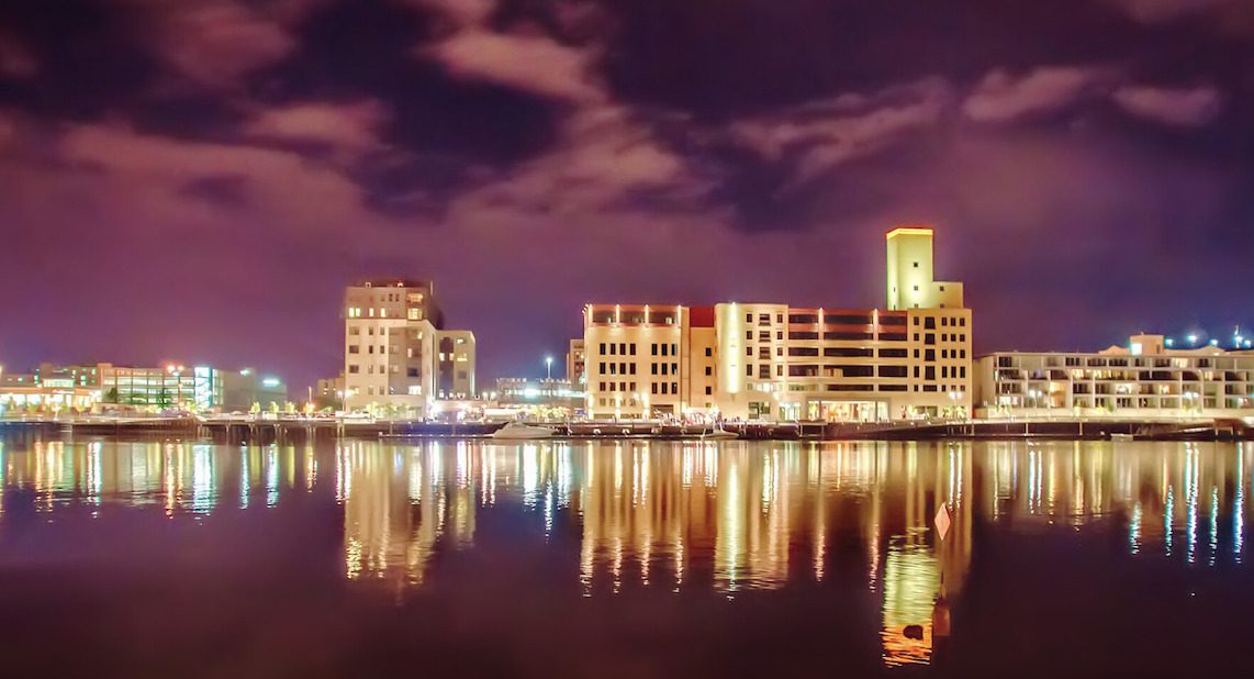 Downtown Green Bay at night. 