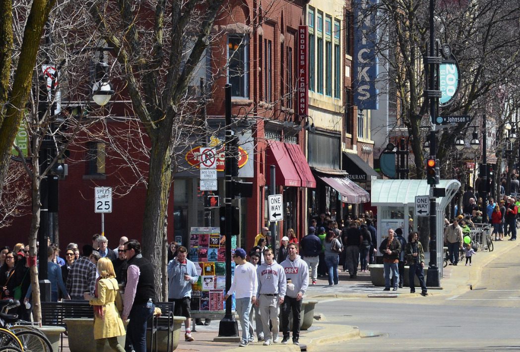 People checking out wares at the Madison Night Market 