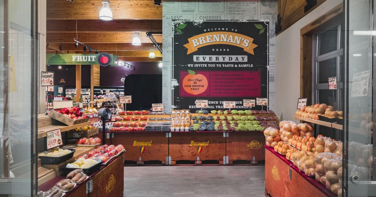 Interior of Brennan's Market, a top cheese shop in Madison, Wisconsin