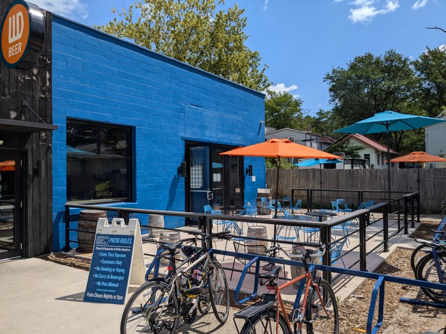 The patio outside a small brewery