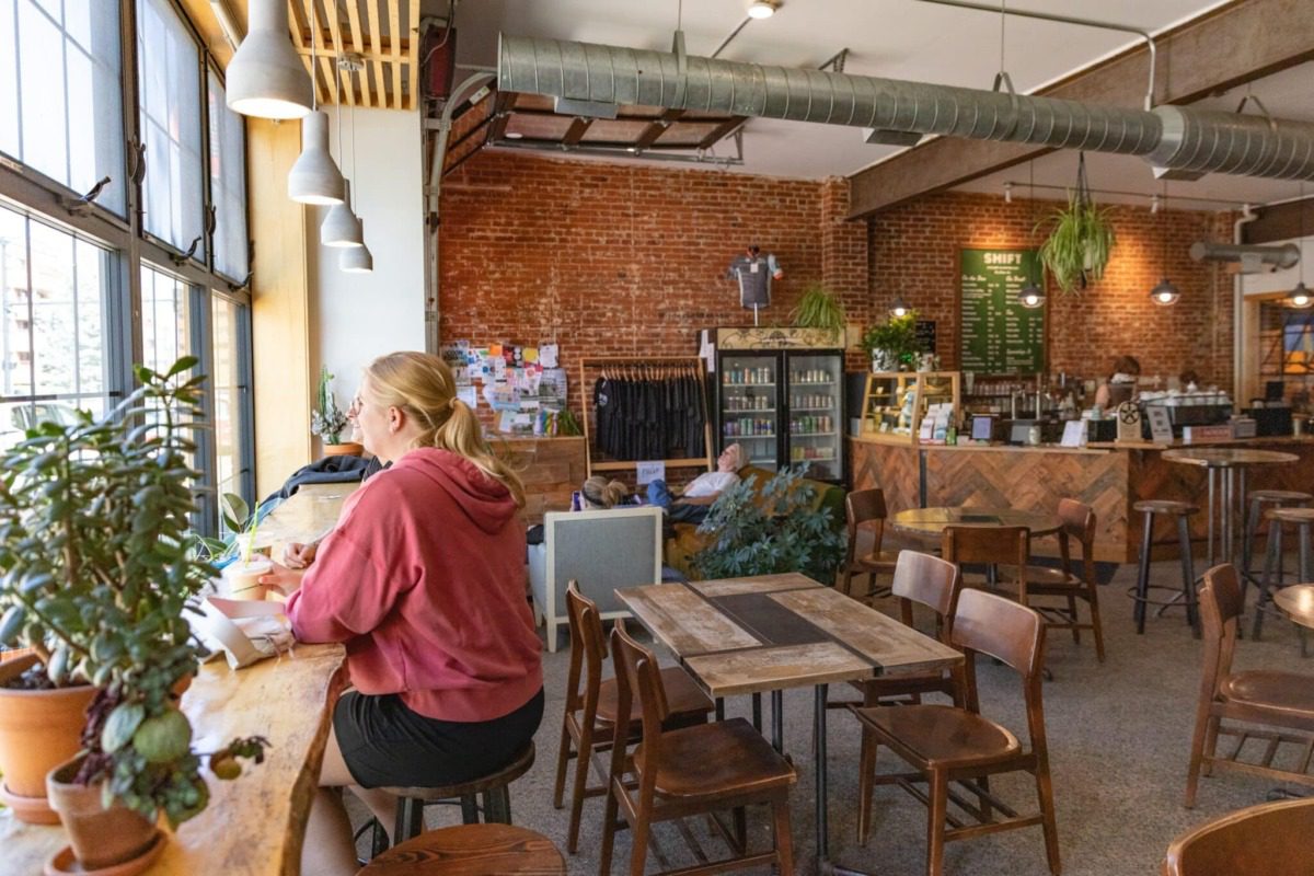 The interior of SHIFT is light and full of plants