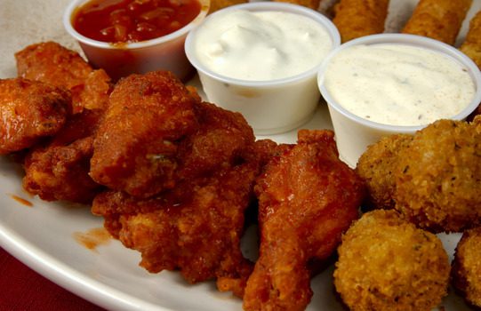Wings and dip that you might find in a sports bar